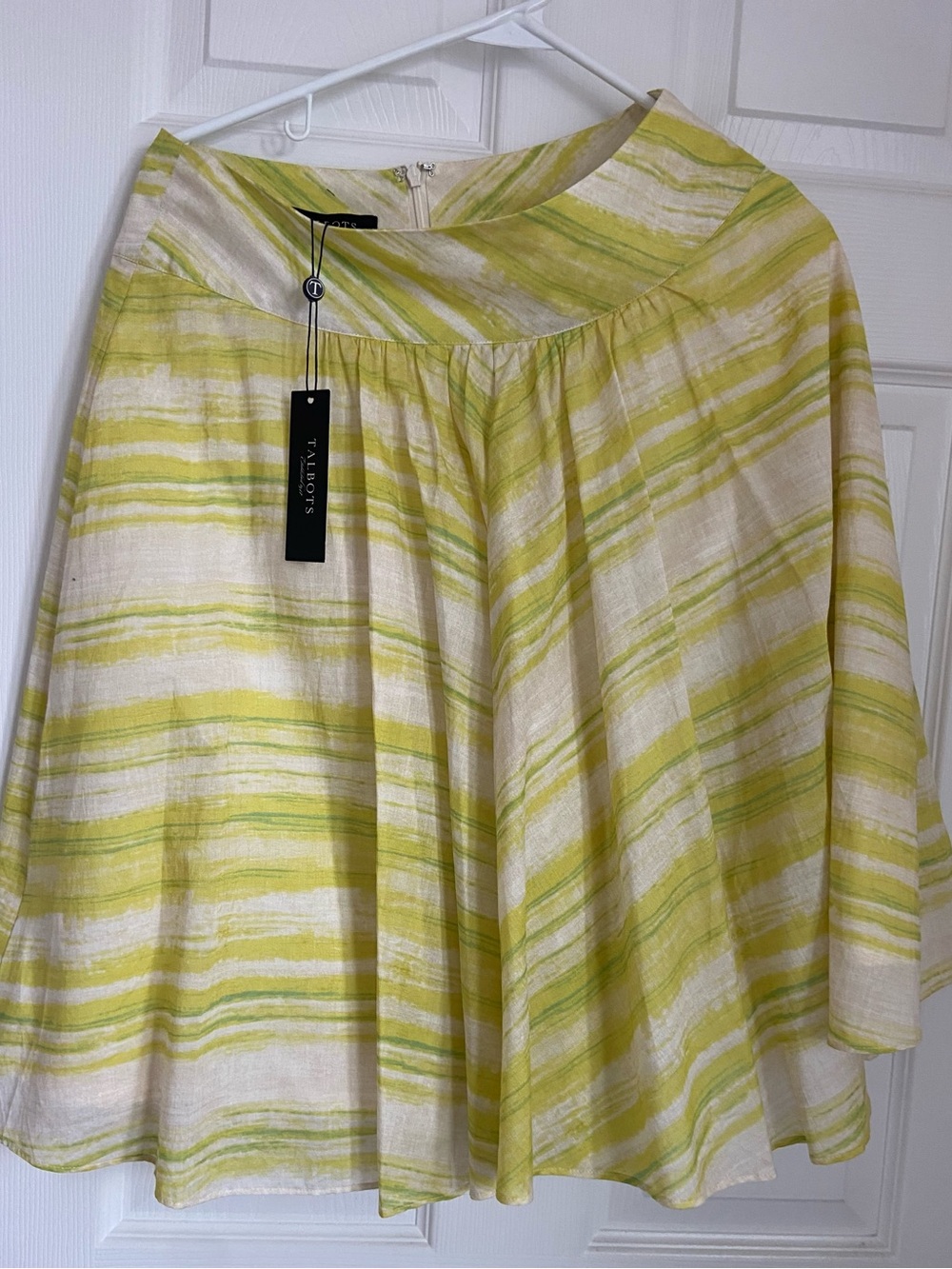 NWT Talbots Yellow Stripe Linen-Blend Skirt
